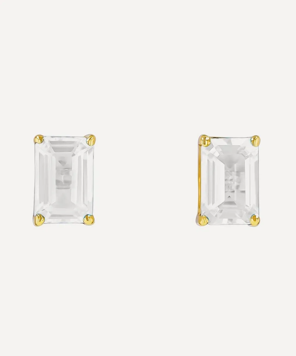 Suzanne Kalan Earrings|Earrings^14ct Gold Amalfi Emerald Cut White Topaz Stud Earrings