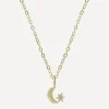 Acanthus Necklaces^14ct Gold Amulet Crescent Star Pendant Necklace