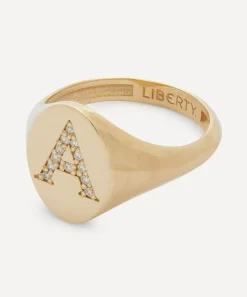 Liberty Rings|Rings^9ct Gold and Diamond Initial Signet Ring - A