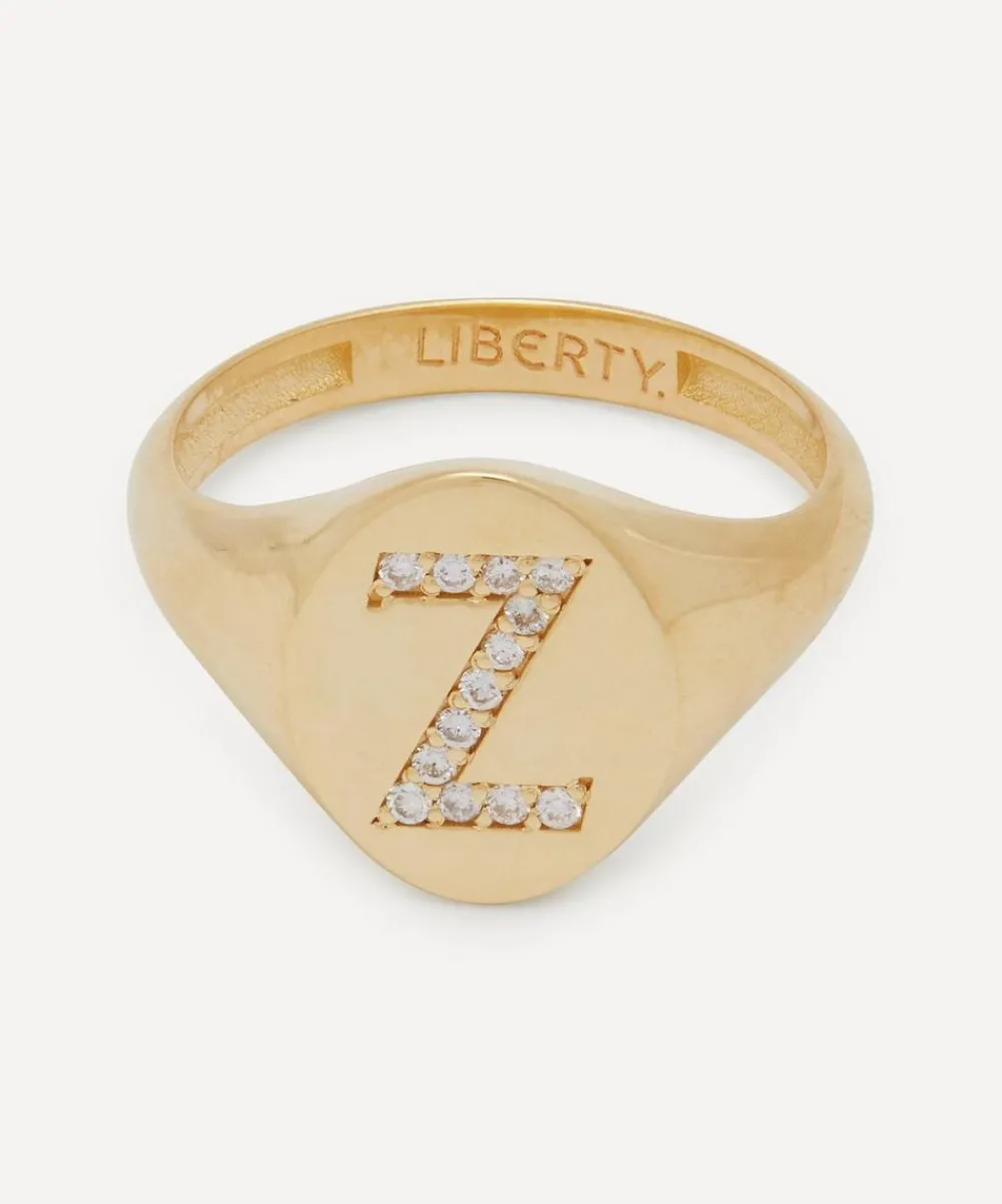 Liberty Rings|Rings^9ct Gold and Diamond Initial Signet Ring - Z