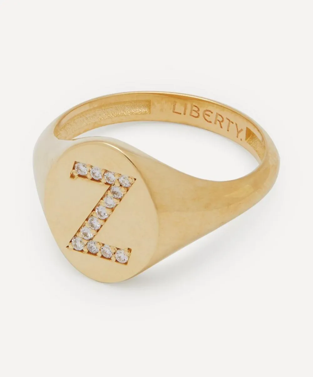 Liberty Rings|Rings^9ct Gold and Diamond Initial Signet Ring - Z