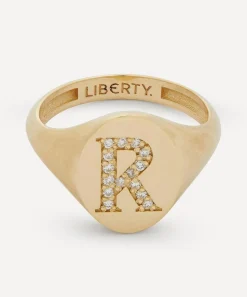 Liberty Rings|Rings^9ct Gold and Diamond Initial Signet Ring - R