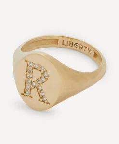 Liberty Rings|Rings^9ct Gold and Diamond Initial Signet Ring - R