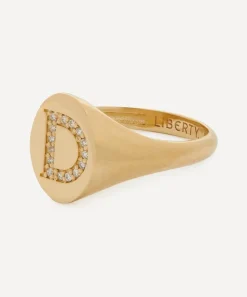Liberty Rings|Rings^9ct Gold and Diamond Initial Signet Ring - D