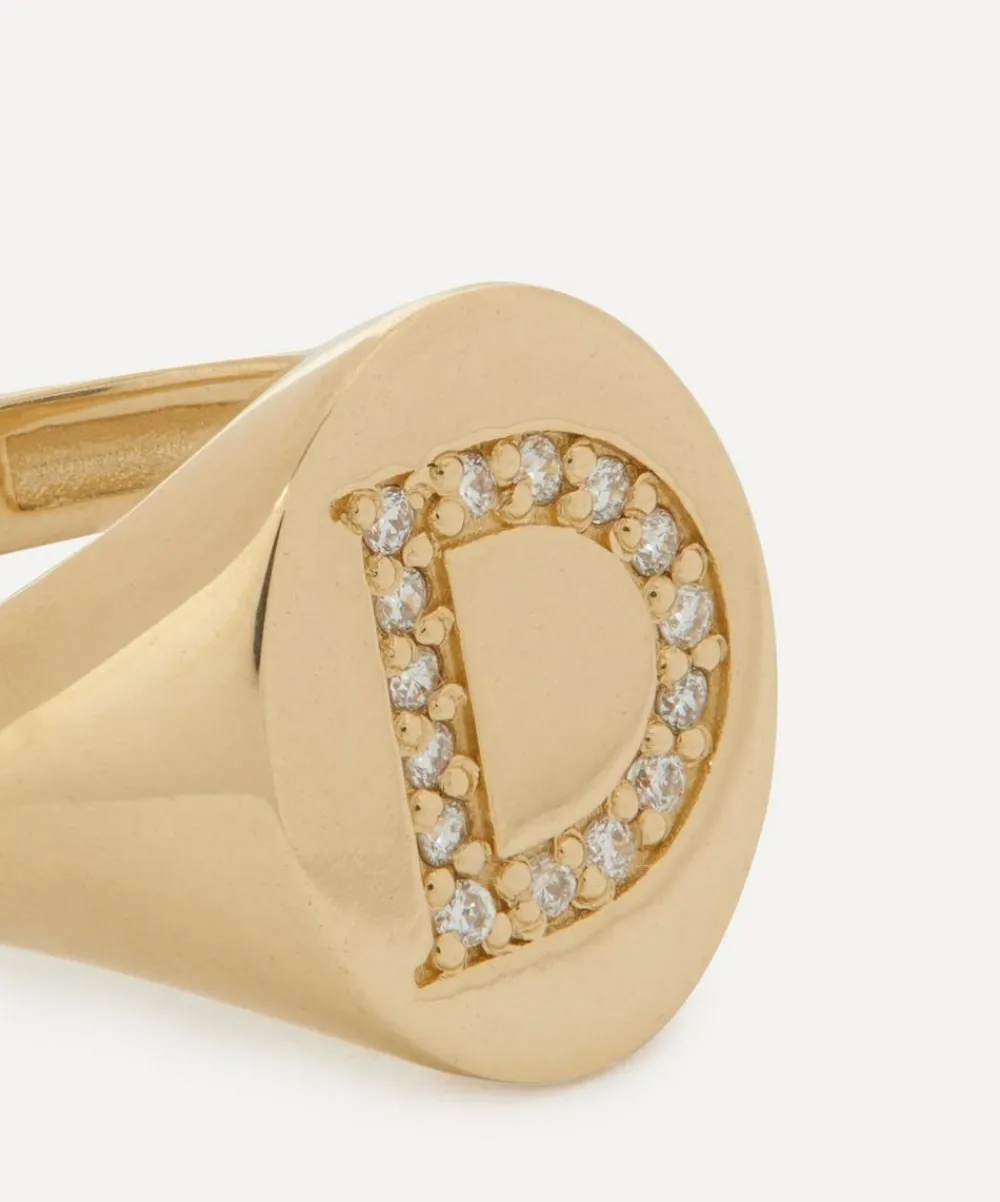 Liberty Rings|Rings^9ct Gold and Diamond Initial Signet Ring - D