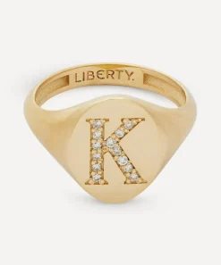 Liberty Rings|Rings^9ct Gold and Diamond Initial Signet Ring - K