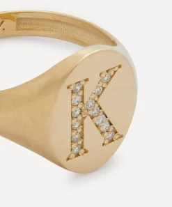 Liberty Rings|Rings^9ct Gold and Diamond Initial Signet Ring - K