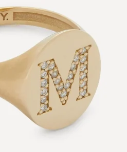Liberty Rings|Rings^9ct Gold and Diamond Initial Signet Ring - M