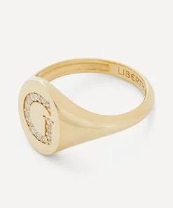 Liberty Rings|Rings^9ct Gold and Diamond Initial Signet Ring - G