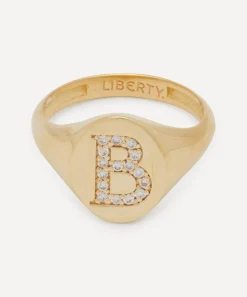 Liberty Rings|Rings^9ct Gold and Diamond Initial Signet Ring – B