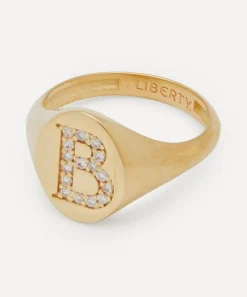 Liberty Rings|Rings^9ct Gold and Diamond Initial Signet Ring – B