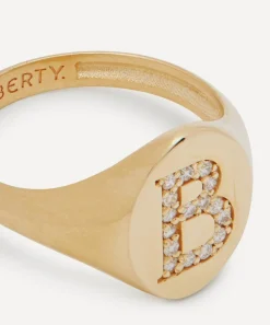 Liberty Rings|Rings^9ct Gold and Diamond Initial Signet Ring – B