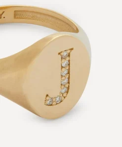 Liberty Rings|Rings^9ct Gold and Diamond Initial Signet Ring - J