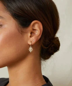 Astley Clarke Earrings^14ct Gold Atomic Diamond Drop Hoop Earrings