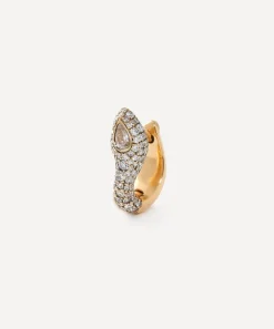 Selim Mouzannar Earrings|Earrings^18ct Gold Basilisk Diamond Huggie Hoop Earring Left