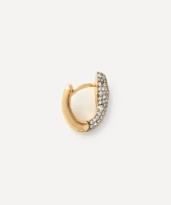 Selim Mouzannar Earrings|Earrings^18ct Gold Basilisk Diamond Huggie Hoop Earring Left