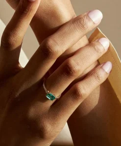 Dinny Hall Rings^14ct Gold Betony Emerald and Diamond Ring