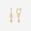 Dinny Hall Earrings^9ct Gold Bijou Folded Heart Drop Hoop Earrings