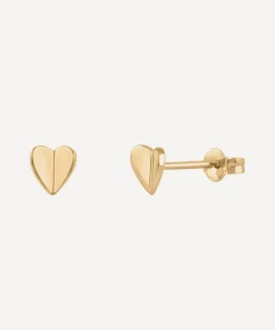 Dinny Hall Earrings^9ct Gold Bijou Mini Folded Heart Stud Earrings