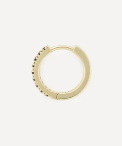 Liberty Earrings|Earrings^9ct Gold Black Spinel Rainbow Mini Creole Single Hoop Earring