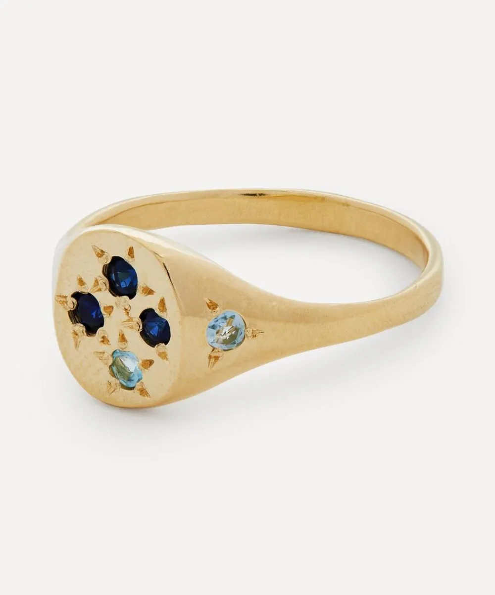 Seb Brown Rings|Rings^9ct Gold Blue Neapolitan Multi-Stone Signet Ring