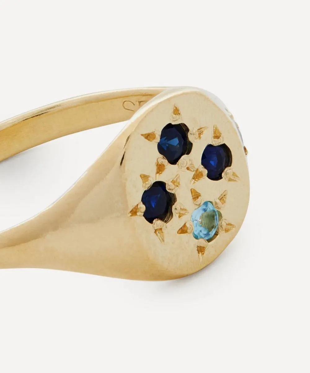 Seb Brown Rings|Rings^9ct Gold Blue Neapolitan Multi-Stone Signet Ring