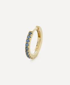 Liberty Earrings^9ct Gold Blue Sapphire Rainbow Mini Creole Single Hoop Earring