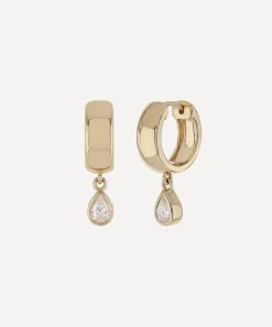 Roxanne First Earrings|Earrings^14ct Gold Diamond Everyday Pear Drop Hoop Earrings
