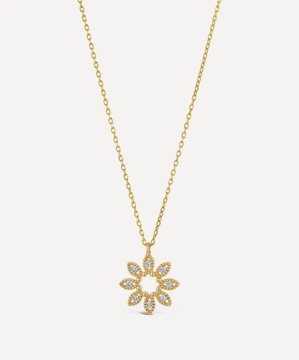 Dinny Hall Necklaces^14ct Gold Diamond Jasmine Flower Pendant Necklace