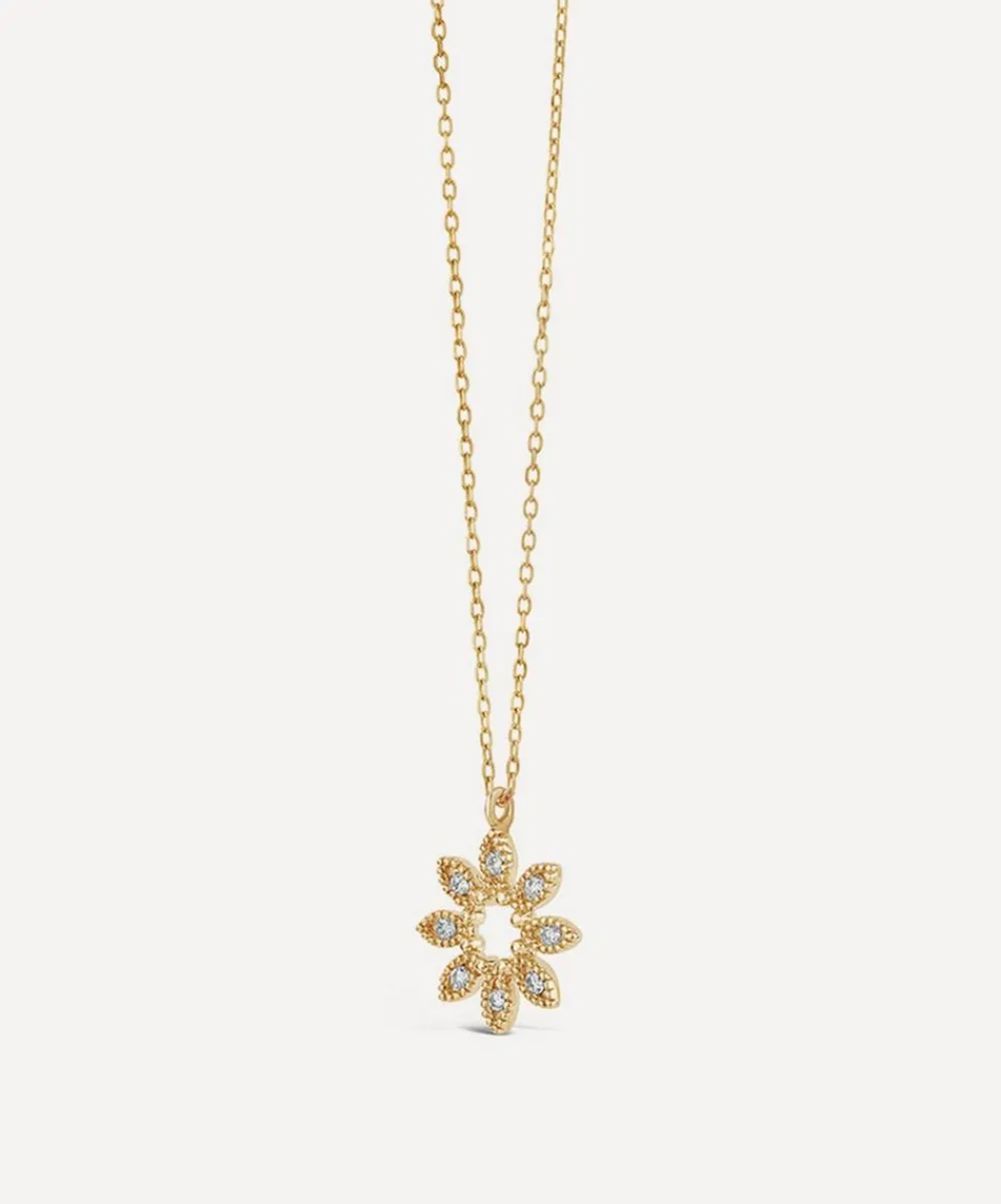 Dinny Hall Necklaces^14ct Gold Diamond Jasmine Flower Pendant Necklace