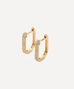 Roxanne First Earrings|Earrings^14ct Gold Diamond Oval Hoop Earrings