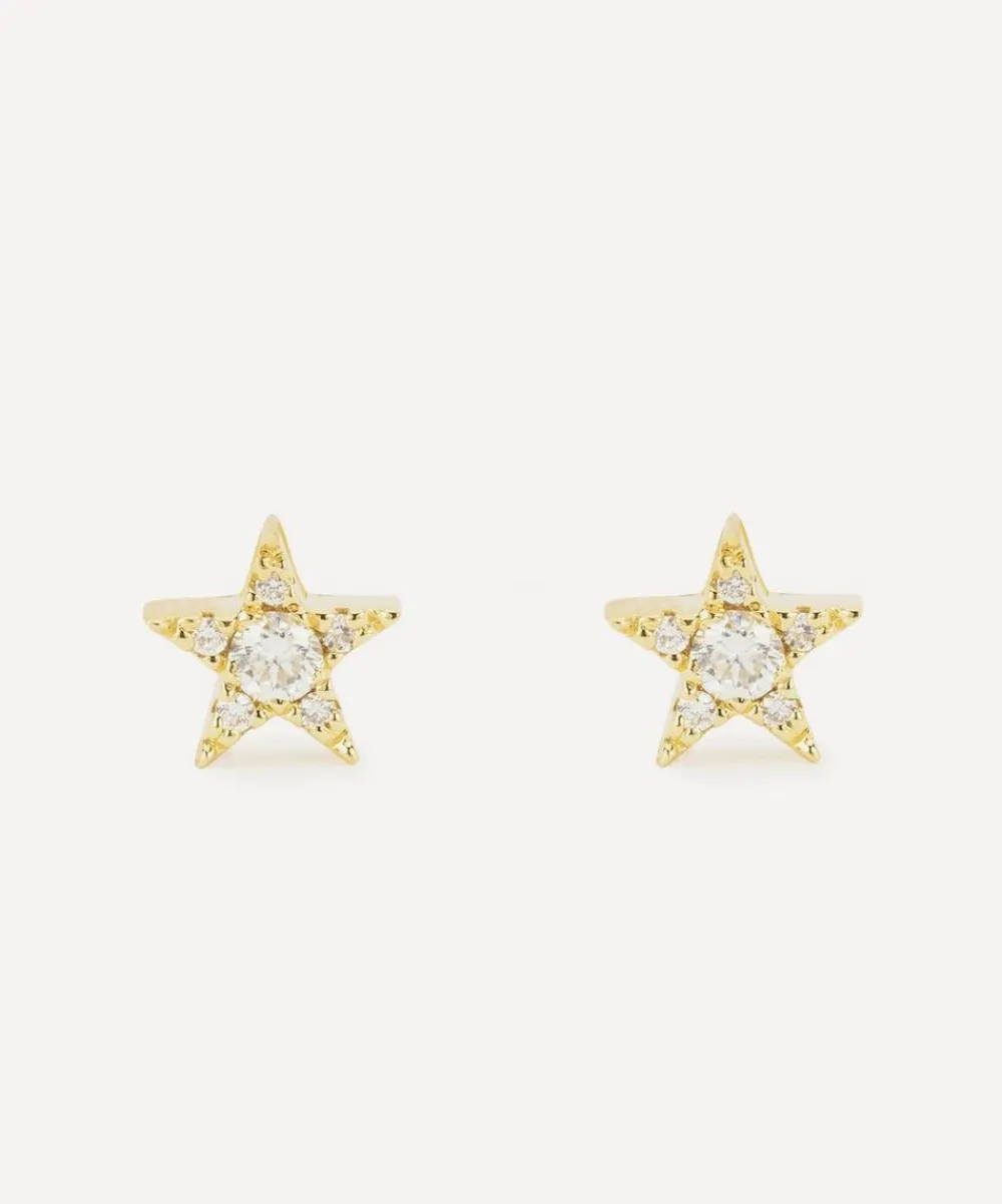 Kojis Earrings|Earrings^18ct Gold Diamond Star Stud Earrings