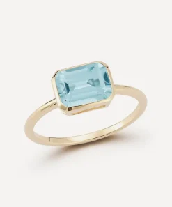 Mateo Rings|Rings^14ct Gold East West Blue Topaz Ring