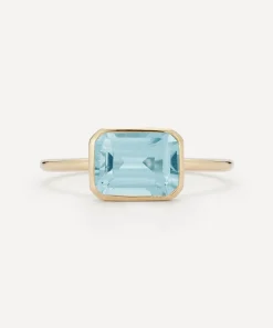 Mateo Rings|Rings^14ct Gold East West Blue Topaz Ring