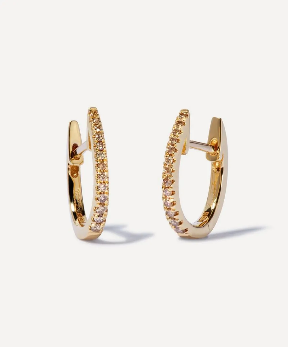 Annoushka Earrings|Earrings^18ct Gold Eclipse Brown Diamond Fine Hoop Earrings