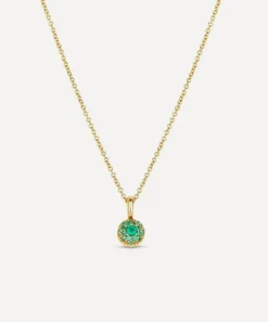 Dinny Hall Charms & Pendants^9ct Gold Emerald Bon Bon Pendant Necklace