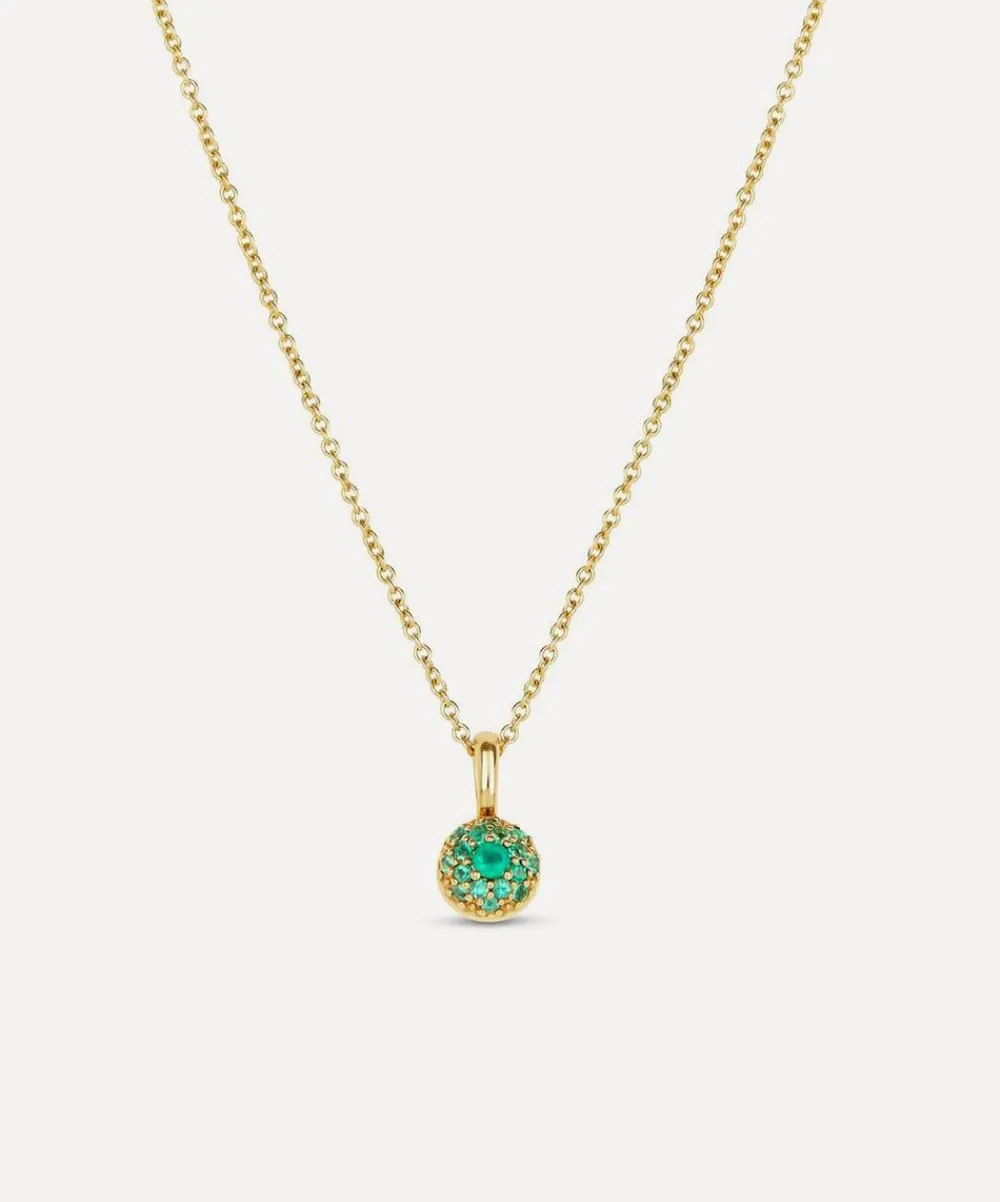 Dinny Hall Charms & Pendants^9ct Gold Emerald Bon Bon Pendant Necklace
