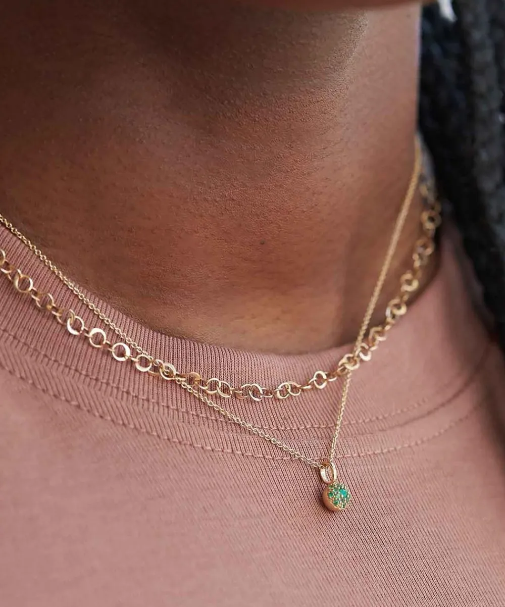 Dinny Hall Charms & Pendants^9ct Gold Emerald Bon Bon Pendant Necklace