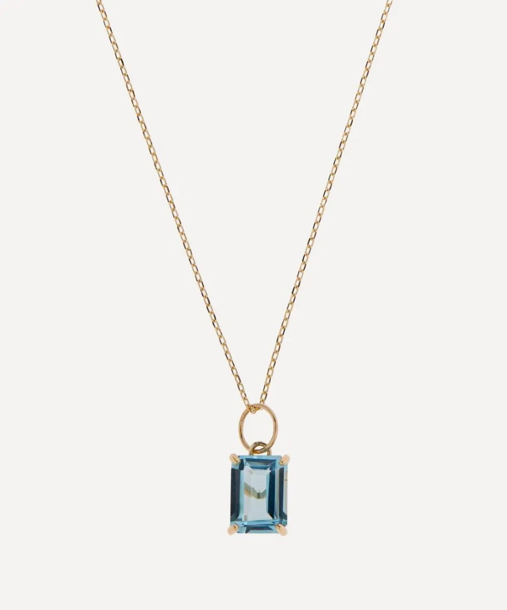 Mateo Necklaces|Necklaces^14ct Gold Emerald Cut Blue Topaz Pendant Necklace