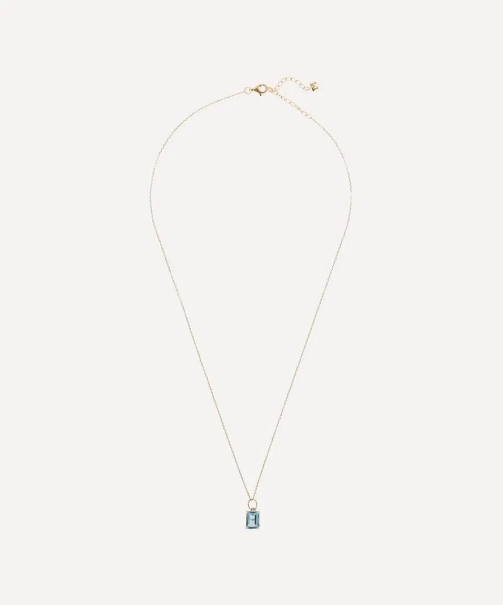 Mateo Necklaces|Necklaces^14ct Gold Emerald Cut Blue Topaz Pendant Necklace
