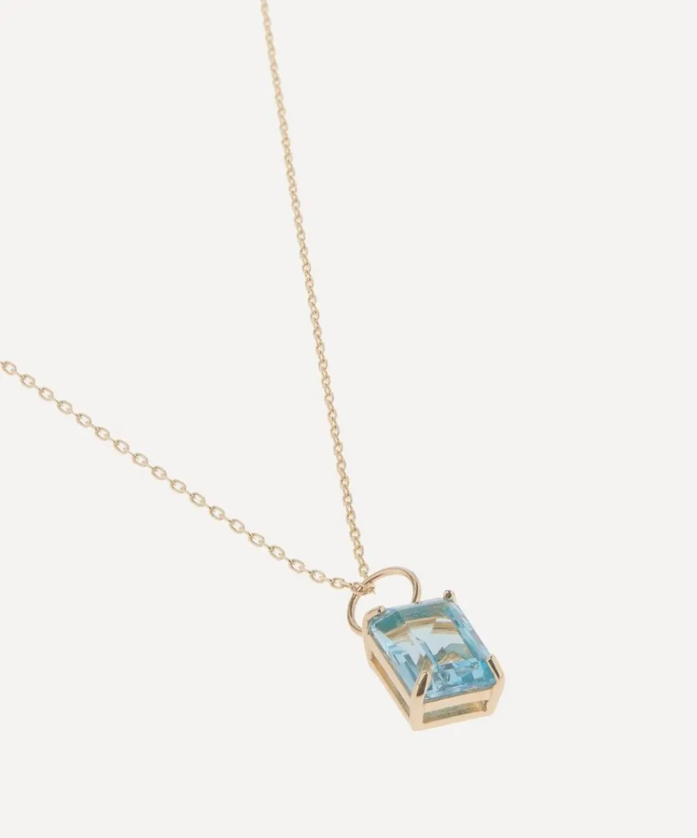 Mateo Necklaces|Necklaces^14ct Gold Emerald Cut Blue Topaz Pendant Necklace