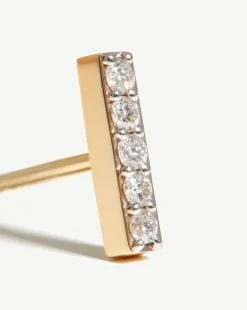 Missoma Earrings^14ct Gold Fine Diamond Bar Stud Earring