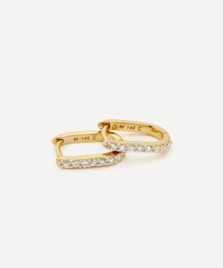 Missoma Earrings|Earrings^14ct Gold Fine Diamond Ovate Mini Hoop Earrings