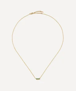 Missoma Necklaces^14ct Gold Fine Emerald Solitaire Trio Pendant Necklace