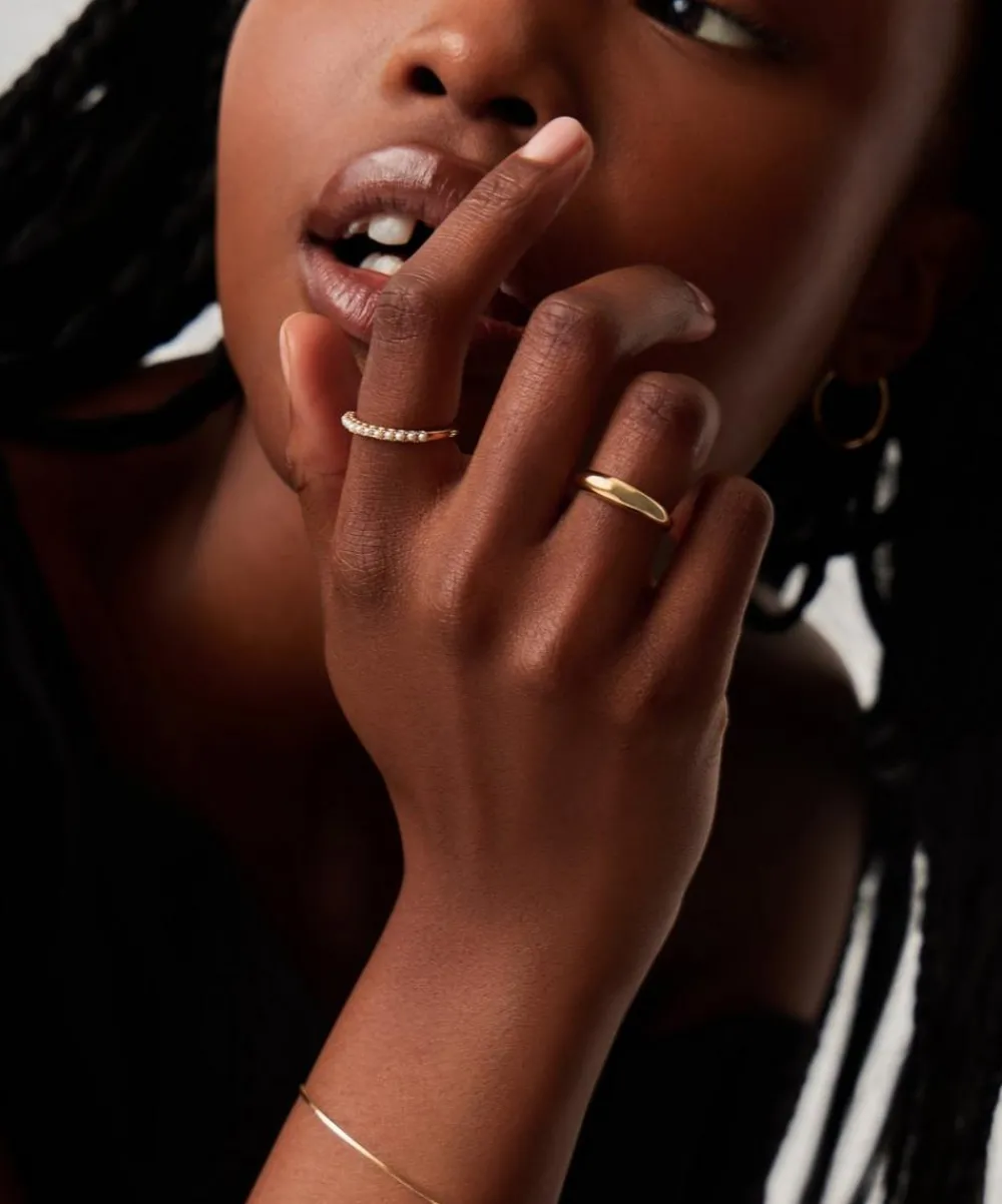 Missoma Rings|Rings^14ct Gold Fine Half Eternity Pearl Ring