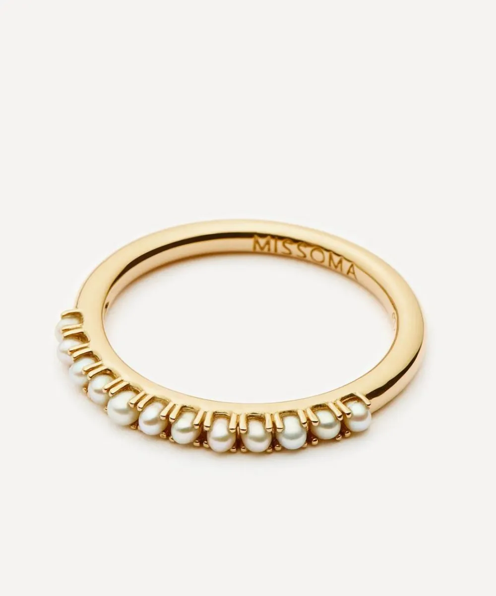 Missoma Rings|Rings^14ct Gold Fine Half Eternity Pearl Ring