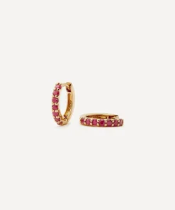 Missoma Earrings|Earrings^14ct Gold Fine Ruby Huggie Hoop Earrings