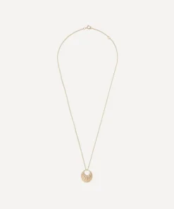 Celine Daoust Necklaces|Necklaces^14ct Gold Five Diamonds Moon Crescent Pendant Necklace