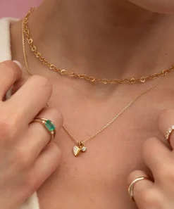 Dinny Hall Necklaces^9ct Gold Folded Heart Diamond Duo Pendant Necklace