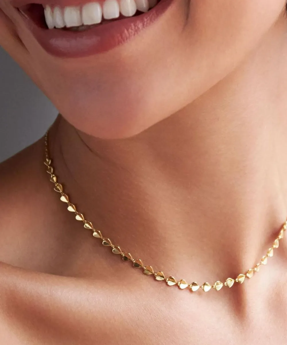 Dinny Hall Necklaces^9ct Gold Folded Heart Linked Necklace